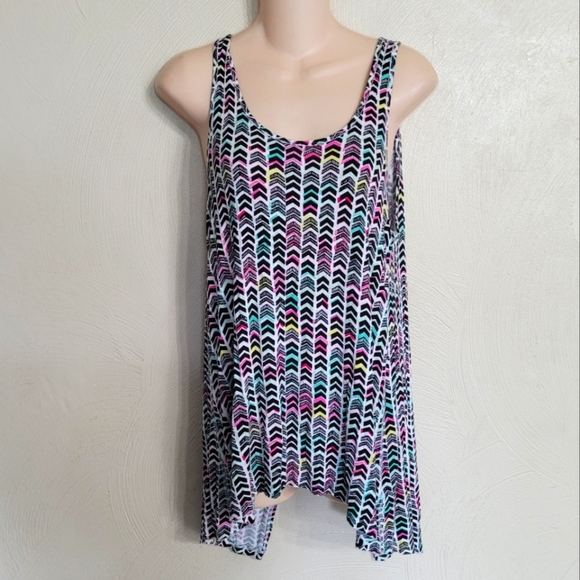 Bethany Mota Colorful Sleeveless Open Back Tank Top Hi-Low Size Women's Medium - Picture 1 of 8